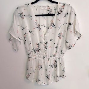 Sienna Sky Floral Blouse With Waist Cinch
